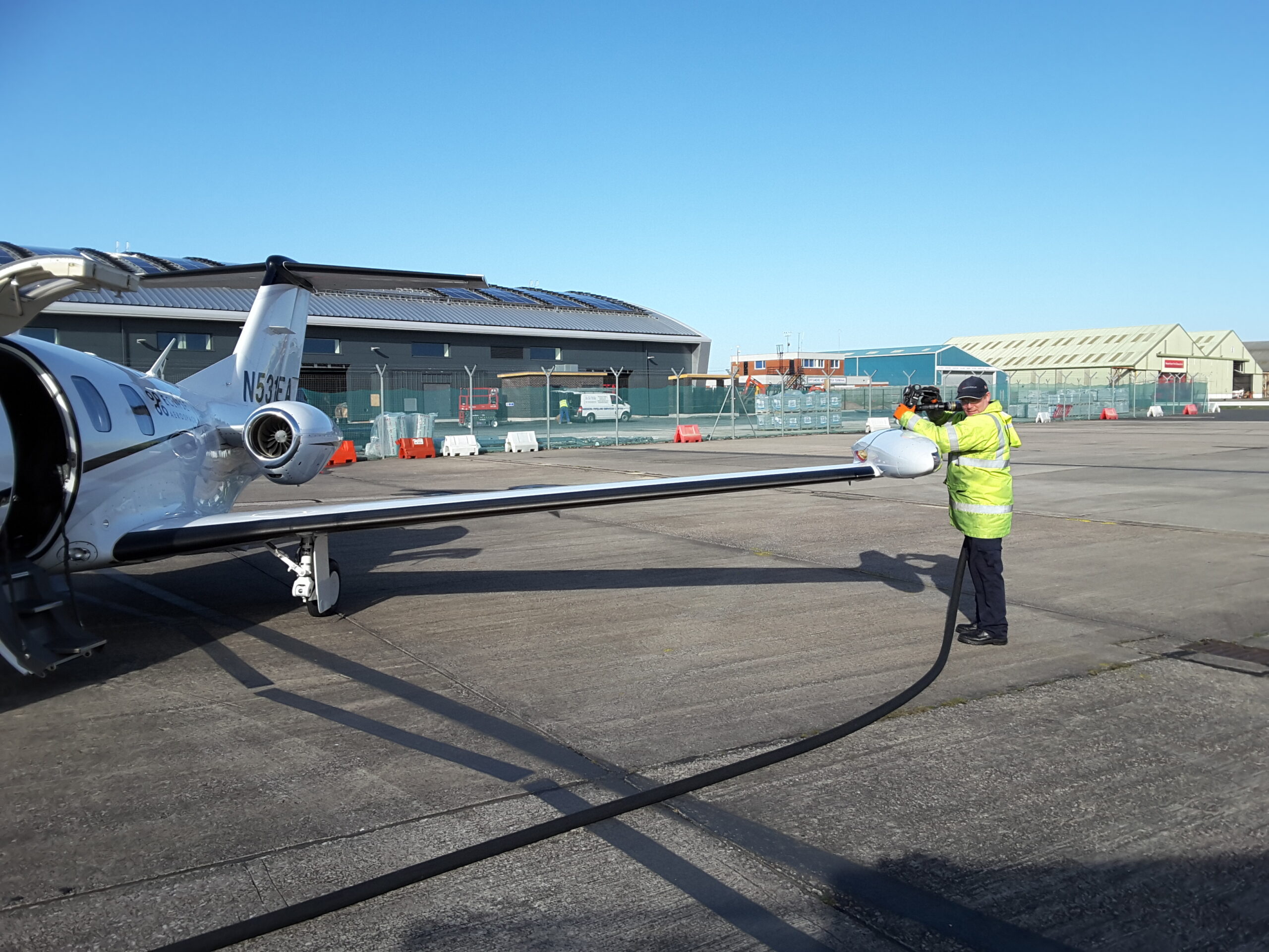 Refuelling a jet at blackpool airport